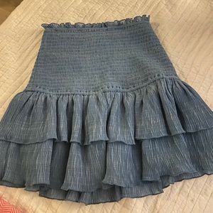 STORIA smocked ruffle tier mini skirt new